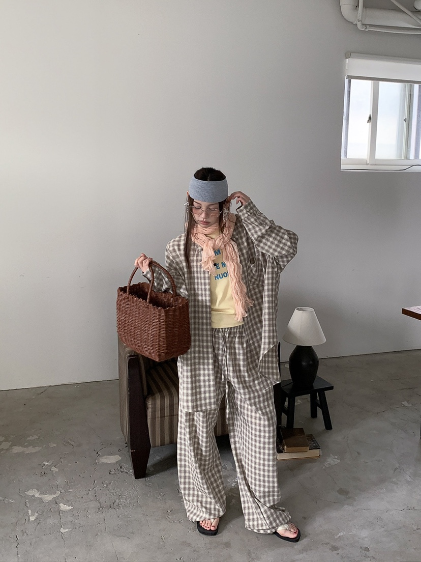 JKICHI韓國直郵女裝新品職業26春夏熱賣推薦襯衫蕾絲衫格紋JKICHI襯衫/蕾絲衫