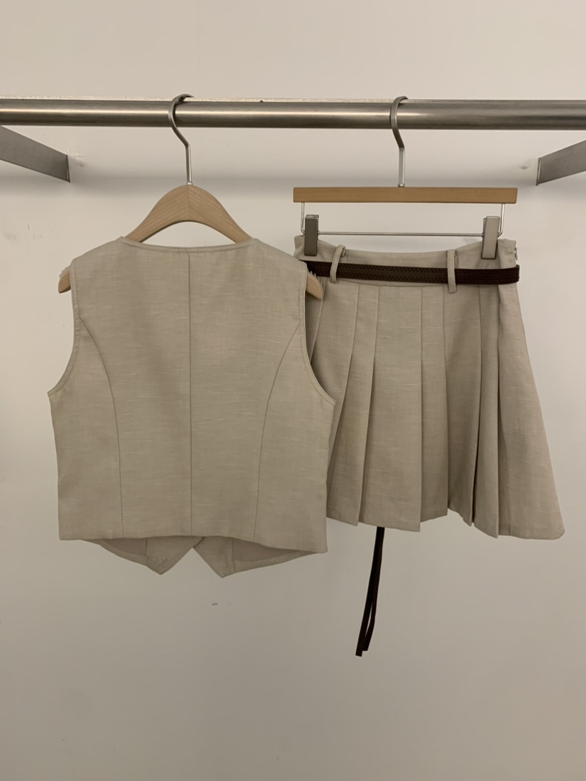 UNDER KEY韓國直郵女裝新品職業推薦套裝不含腰帶百褶褶裙UNDER KEY套裝