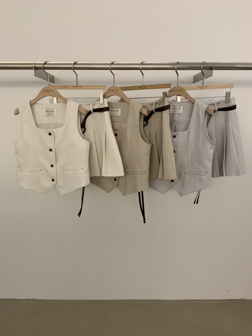 UNDER KEY韓國直郵女裝新品職業推薦套裝不含腰帶百褶褶裙UNDER KEY套裝