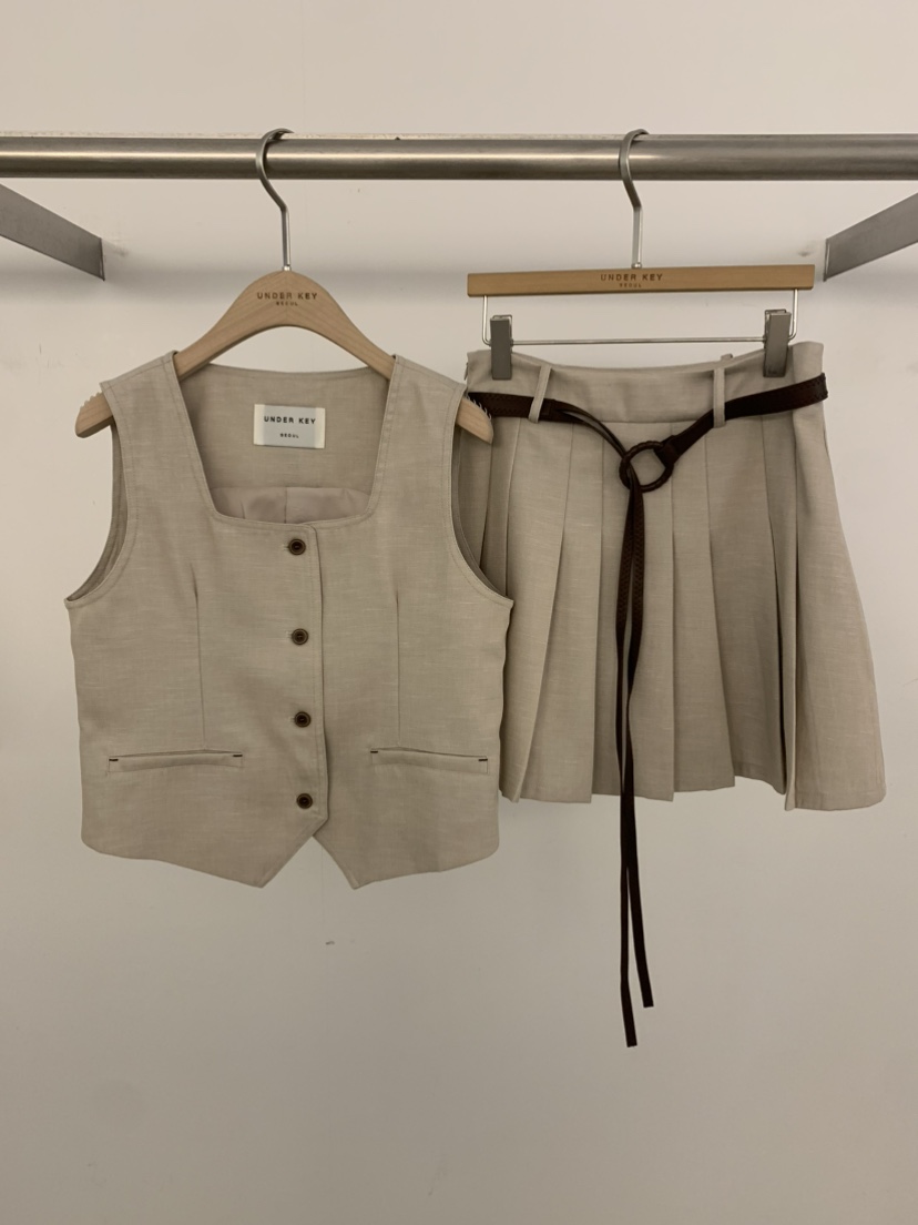 UNDER KEY韓國直郵女裝新品職業推薦套裝不含腰帶百褶褶裙UNDER KEY套裝圖色2