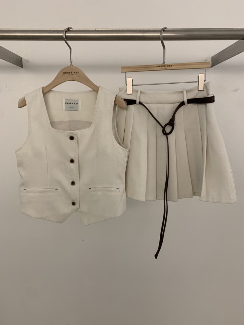 UNDER KEY韓國直郵女裝新品職業推薦套裝不含腰帶百褶褶裙UNDER KEY套裝圖色3