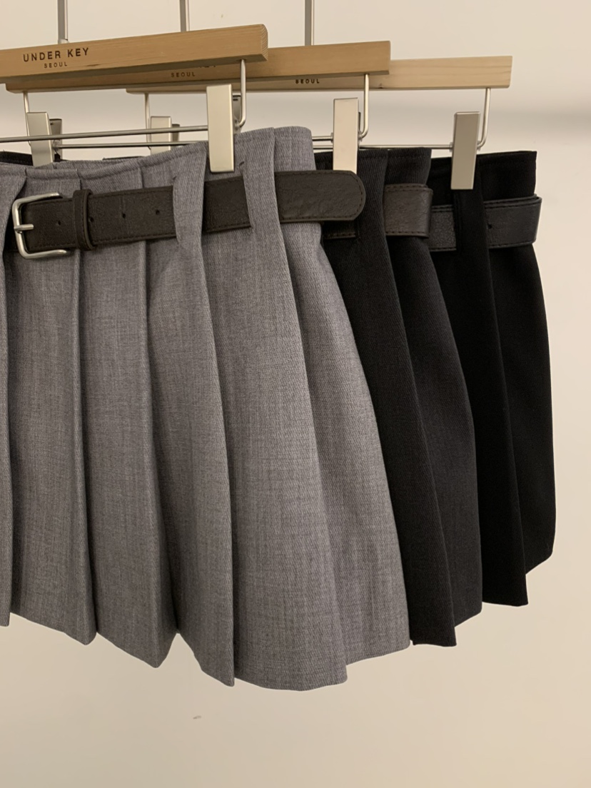 UNDER KEY韓國東大門代購女裝新品26春夏熱賣短裙含腰帶UNDER KEY短裙