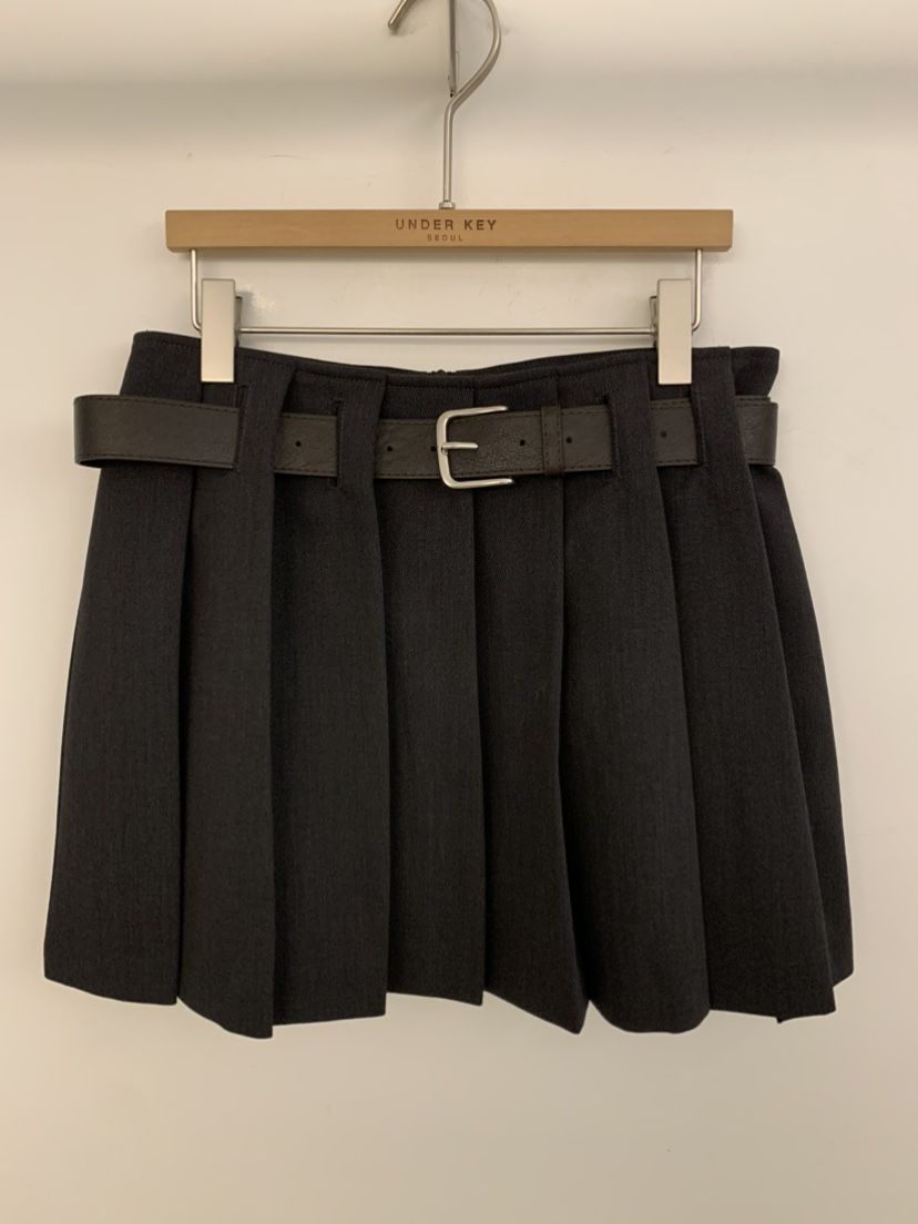 UNDER KEY韓國東大門代購女裝新品26春夏熱賣短裙含腰帶UNDER KEY短裙圖色2墨色