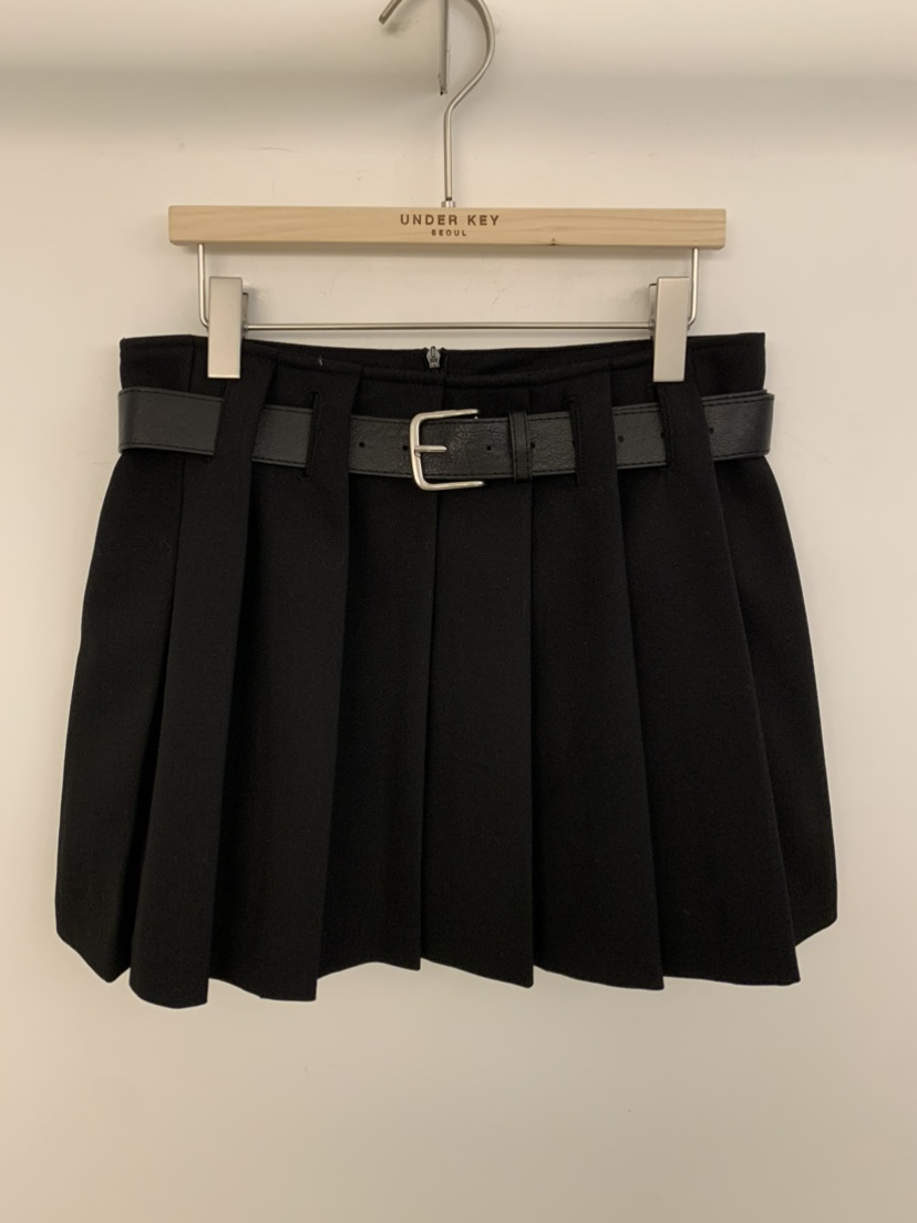 UNDER KEY韓國東大門代購女裝新品26春夏熱賣短裙含腰帶UNDER KEY短裙圖色3黑色