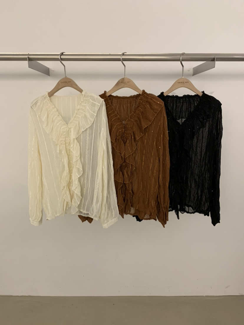 UNDER KEY韓國代購女士新款休閑時尚職業推薦襯衫蕾絲衫UNDER KEY襯衫/蕾絲衫