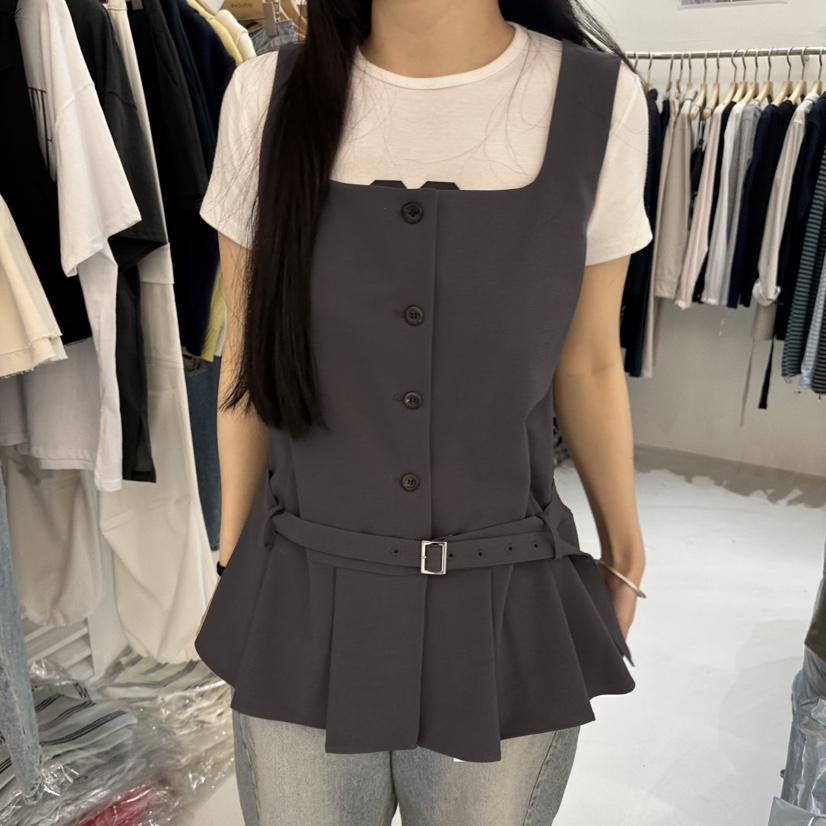 BAGUETTE-P韓國直郵女裝新品推薦吊帶背心不含內搭含腰帶BAGUETTE-P吊帶/背心圖色2墨色