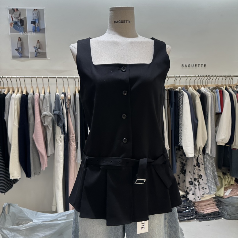 BAGUETTE-P韓國直郵女裝新品推薦吊帶背心不含內搭含腰帶BAGUETTE-P吊帶/背心圖色3黑色
