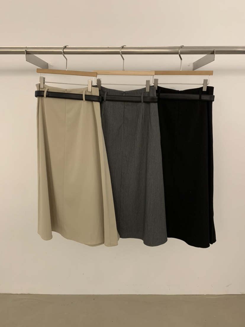 UNDER KEY韓國直郵實拍女士新品時尚職業長裙含腰帶褶裥UNDER KEY長裙