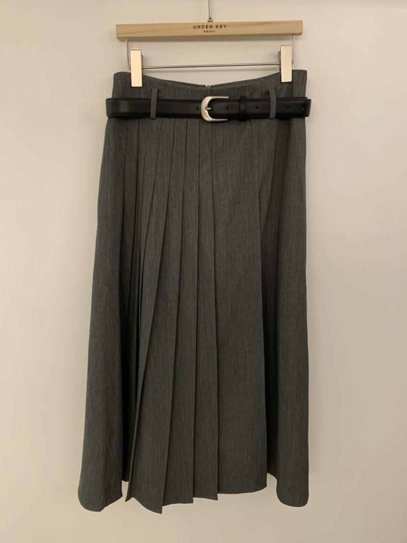 UNDER KEY韓國直郵實拍女士新品時尚職業長裙含腰帶褶裥UNDER KEY長裙圖色3