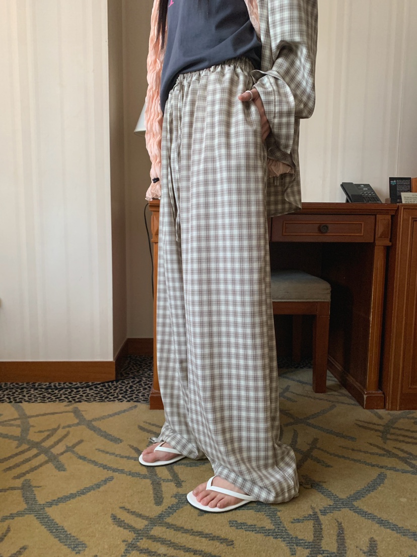 JKICHI韓國代購女裝新品推薦時尚熱賣職業人氣休閑褲格紋JKICHI休閑褲