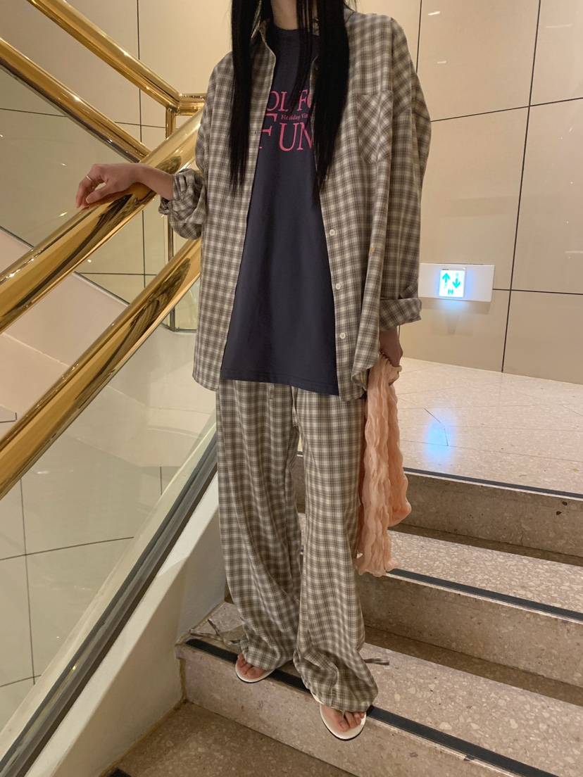 JKICHI韓國代購女裝新品推薦時尚熱賣職業人氣休閑褲格紋JKICHI休閑褲