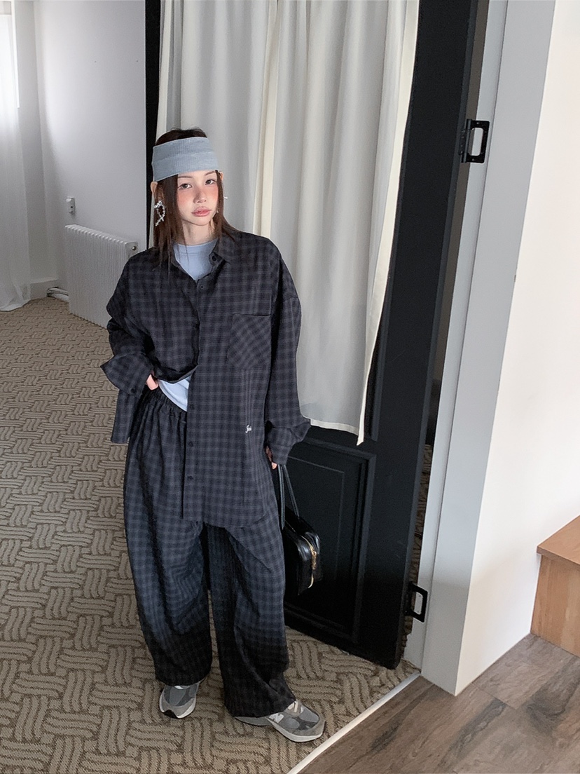 JKICHI韓國代購女裝新品推薦時尚熱賣職業人氣休閑褲格紋JKICHI休閑褲