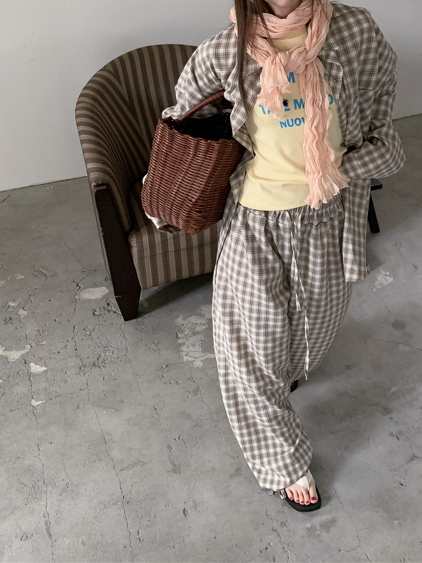 JKICHI韓國代購女裝新品推薦時尚熱賣職業人氣休閑褲格紋JKICHI休閑褲