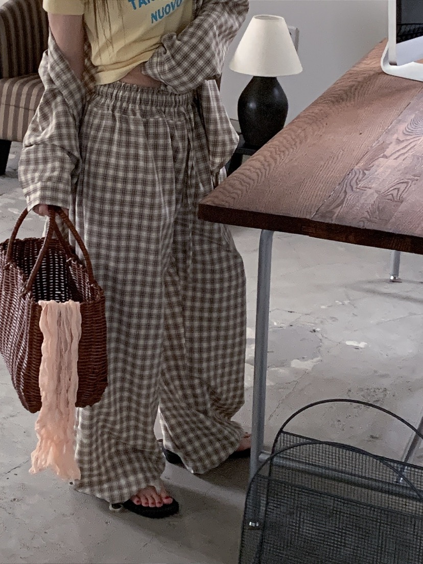 JKICHI韓國代購女裝新品推薦時尚熱賣職業人氣休閑褲格紋JKICHI休閑褲