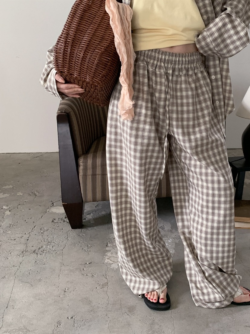 JKICHI韓國代購女裝新品推薦時尚熱賣職業人氣休閑褲格紋JKICHI休閑褲