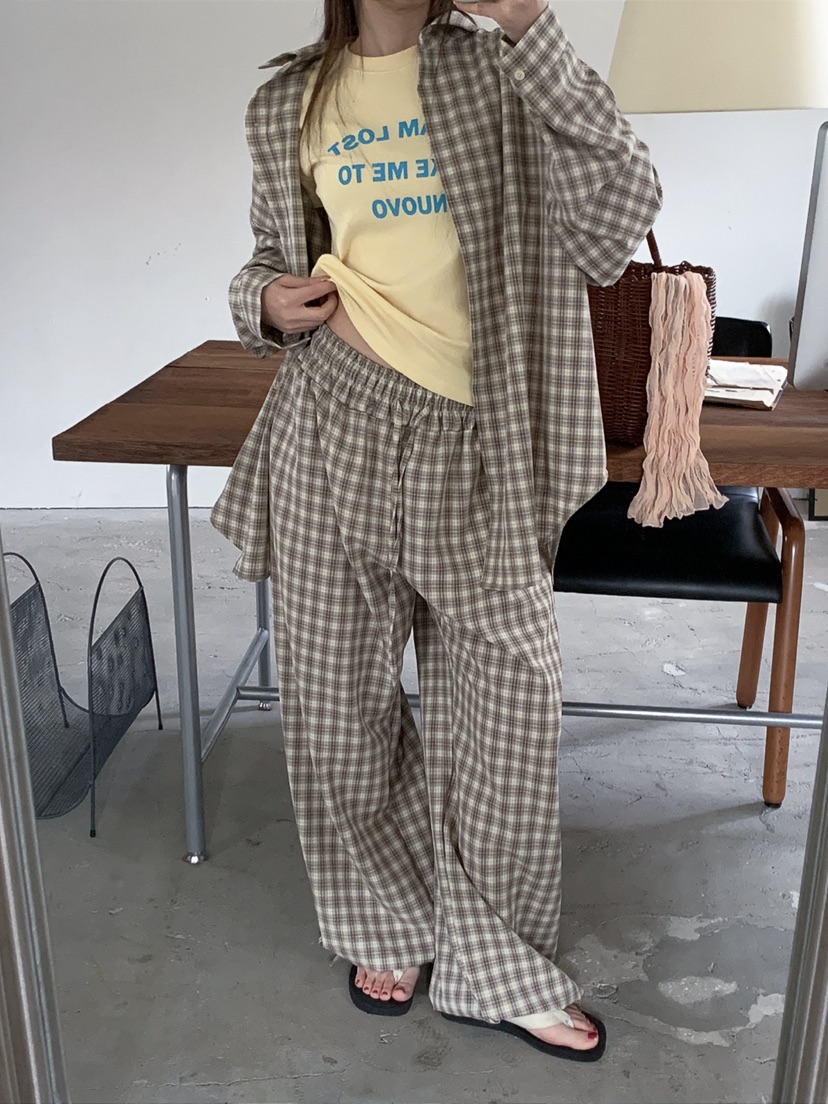 JKICHI韓國代購女裝新品推薦時尚熱賣職業人氣休閑褲格紋JKICHI休閑褲