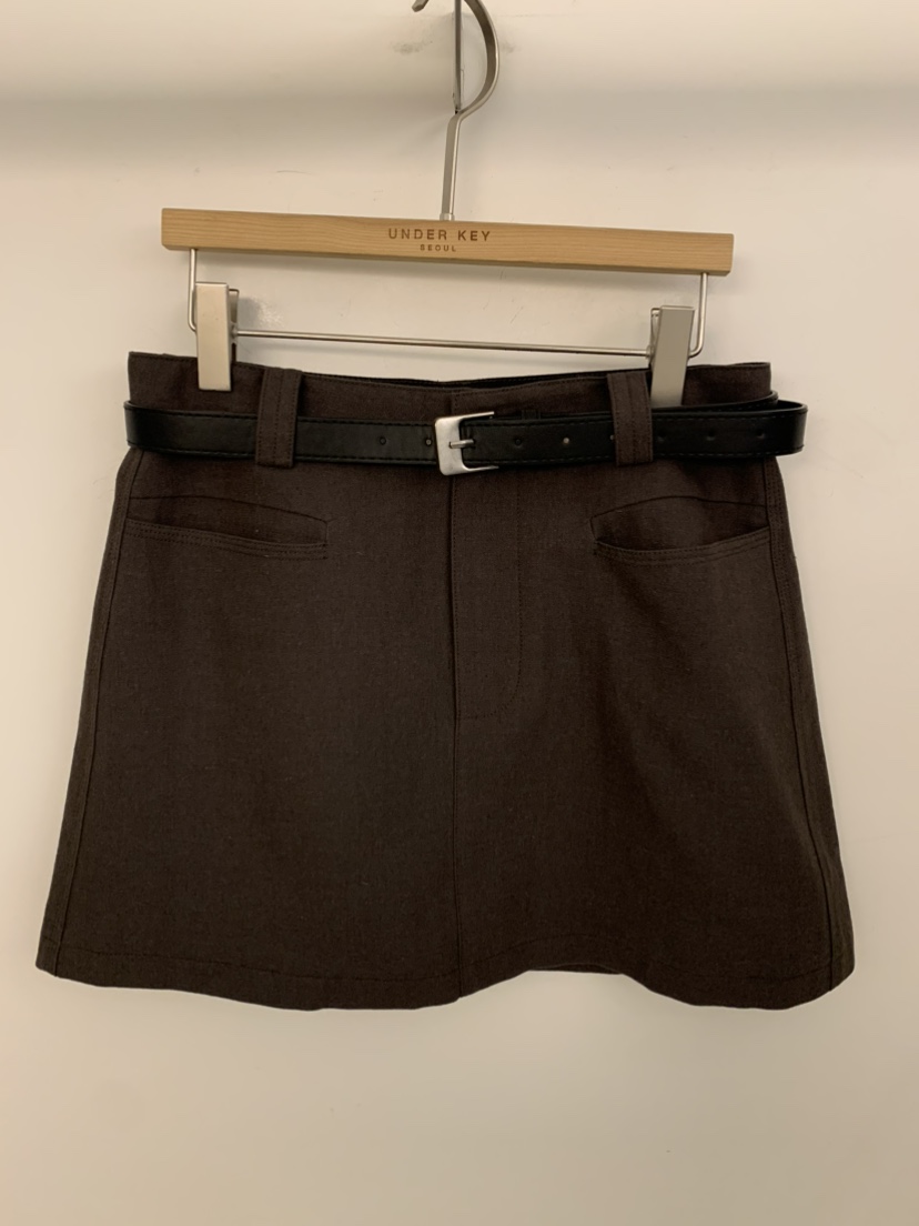 UNDER KEY韓國代購女裝新品熱賣時尚職業休閑裙褲含腰帶UNDER KEY裙褲圖色1棕色