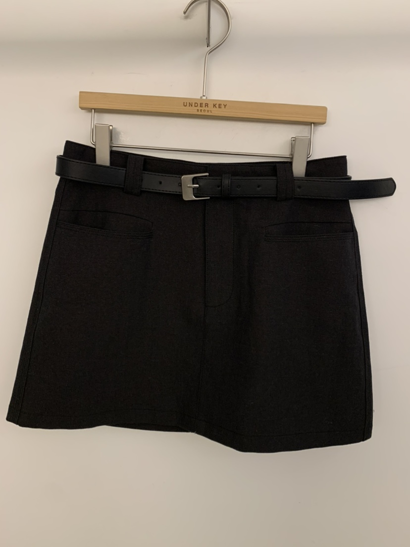 UNDER KEY韓國代購女裝新品熱賣時尚職業休閑裙褲含腰帶UNDER KEY裙褲圖色2黑色