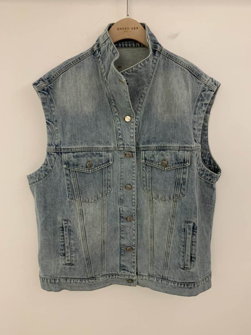 UNDER KEY韓國東大門直郵女士新款熱賣26春夏馬甲寬松牛仔UNDER KEY馬甲圖色1