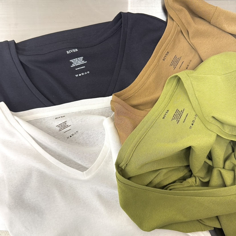RIVER韓國東大門直郵女士新品26春夏熱賣休閑人氣T恤V領長款WATER/RIVERT恤