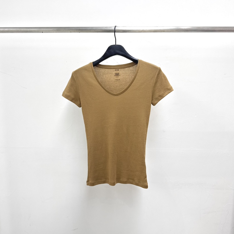 RIVER韓國東大門直郵女士新品26春夏熱賣休閑人氣T恤V領長款WATER/RIVERT恤圖色3