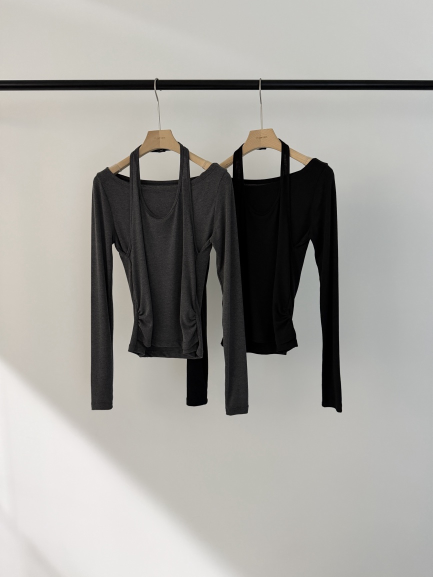 LOGARDEN韓國直郵實拍女士新款26春夏休閑熱賣長袖T恤假兩件LO GARDEN長袖T恤