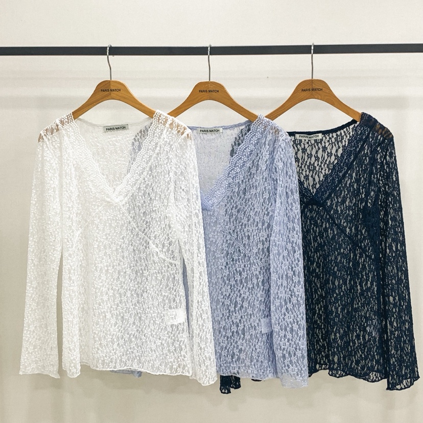 PARIS MATCH韓國代購女裝新款26春夏人氣襯衫蕾絲衫蕾絲PARIS MATCH襯衫/蕾絲衫圖色3左三色