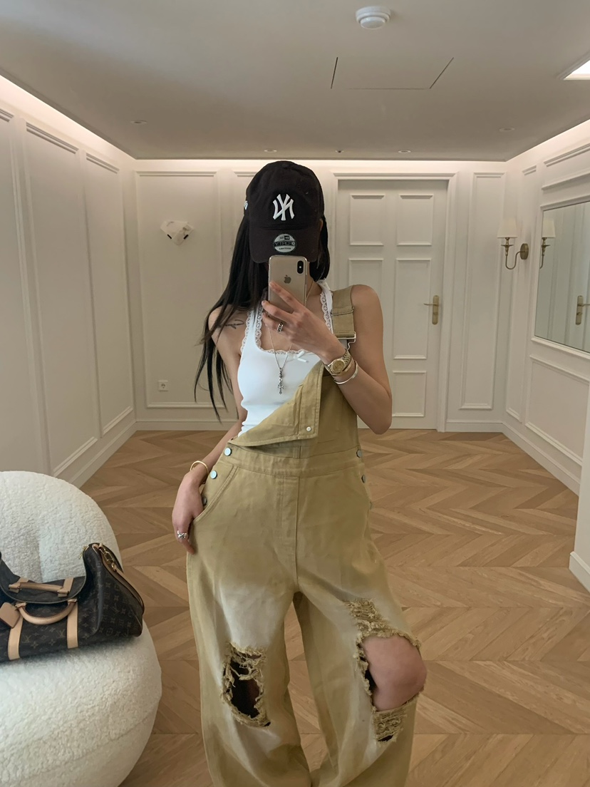 VIRKIN韓國代購女士新款推薦人氣職業26春夏休閑時尚背帶褲VIRKIN背帶褲