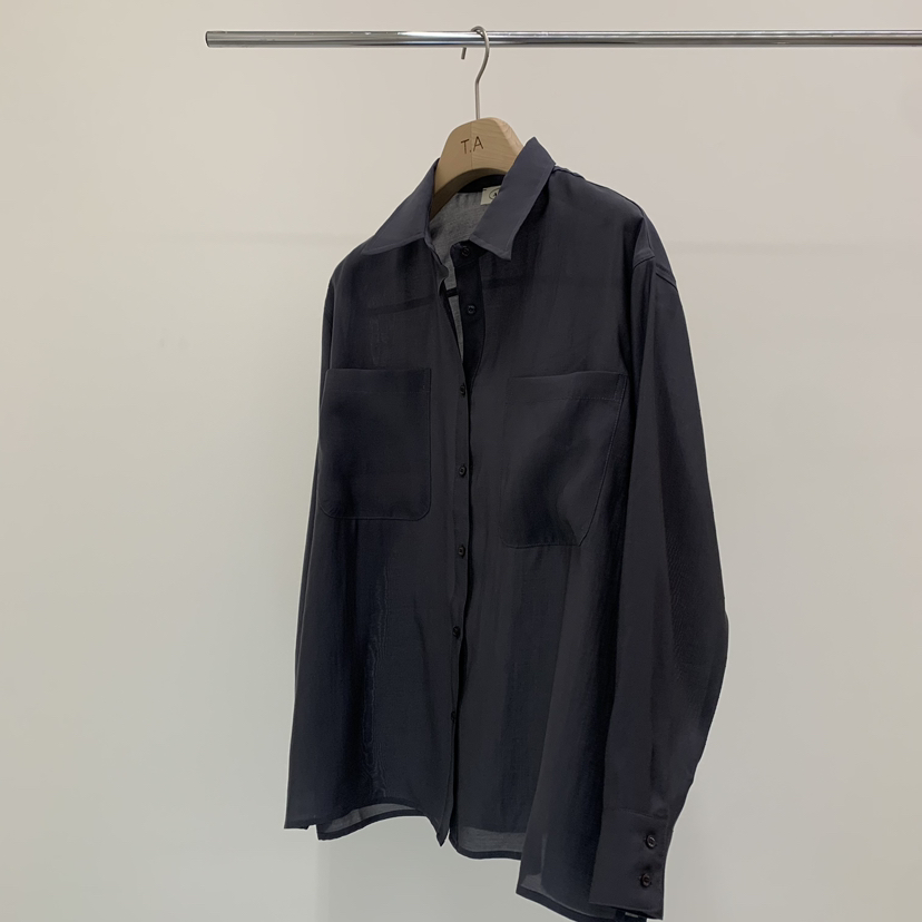 THE ABLE韓國直郵實拍女裝新款推薦時尚襯衫蕾絲衫口袋天絲THE ABLE/TA襯衫/蕾絲衫