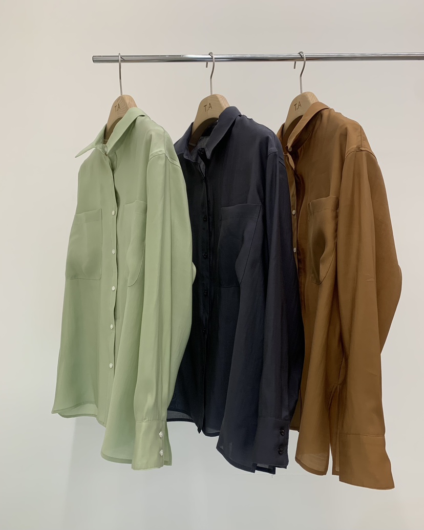 THE ABLE韓國直郵實拍女裝新款推薦時尚襯衫蕾絲衫口袋天絲THE ABLE/TA襯衫/蕾絲衫