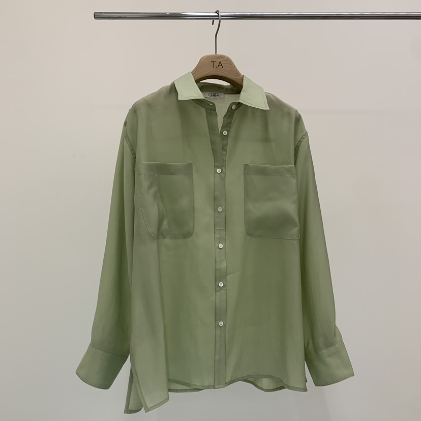 THE ABLE韓國直郵實拍女裝新款推薦時尚襯衫蕾絲衫口袋天絲THE ABLE/TA襯衫/蕾絲衫圖色2