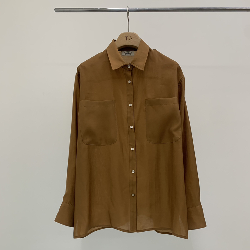 THE ABLE韓國直郵實拍女裝新款推薦時尚襯衫蕾絲衫口袋天絲THE ABLE/TA襯衫/蕾絲衫圖色3