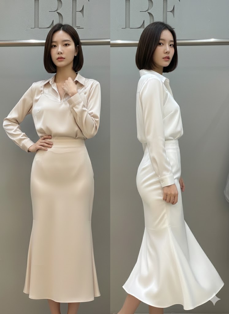 PLUS HONG-P韓國直郵女裝新品時尚人氣職業26春夏長裙絲綢LORA FAMILY/PLUS HONG長裙