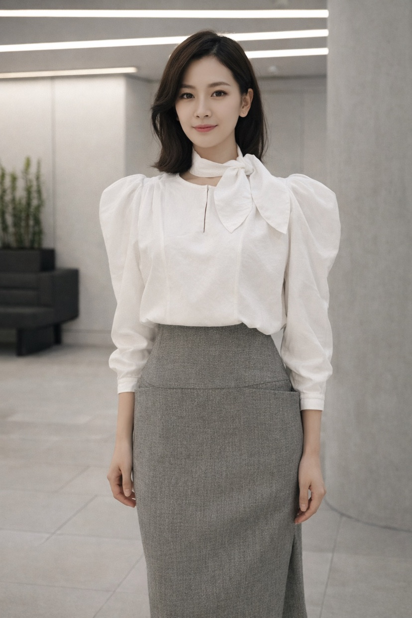 PLUS HONG-P韓國代購女士新款時尚襯衫蕾絲衫含圍巾系帶LORA FAMILY/PLUS HONG襯衫/蕾絲衫