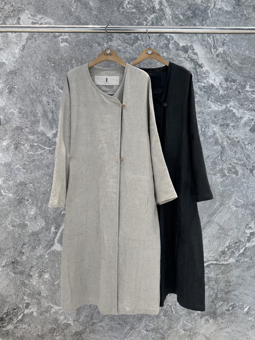 ROOKIE BUD韓國代購女士新款時尚推薦人氣中長款大衣亞麻ROOKIE BUD-L中長款大衣