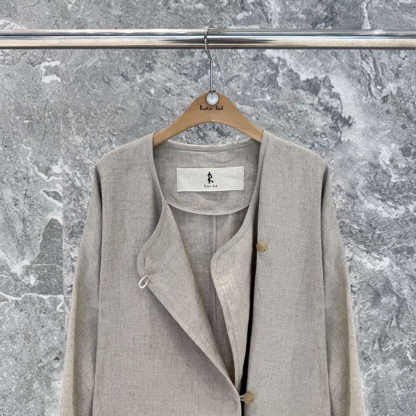 ROOKIE BUD韓國代購女士新款時尚推薦人氣中長款大衣亞麻ROOKIE BUD-L中長款大衣