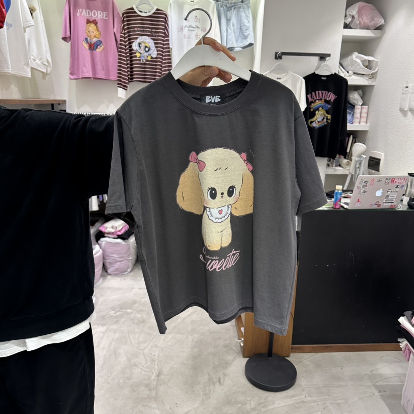 EVE東大門代購女裝新品真品時尚休閑26春夏T恤可愛的狗狗EVET恤圖色2
