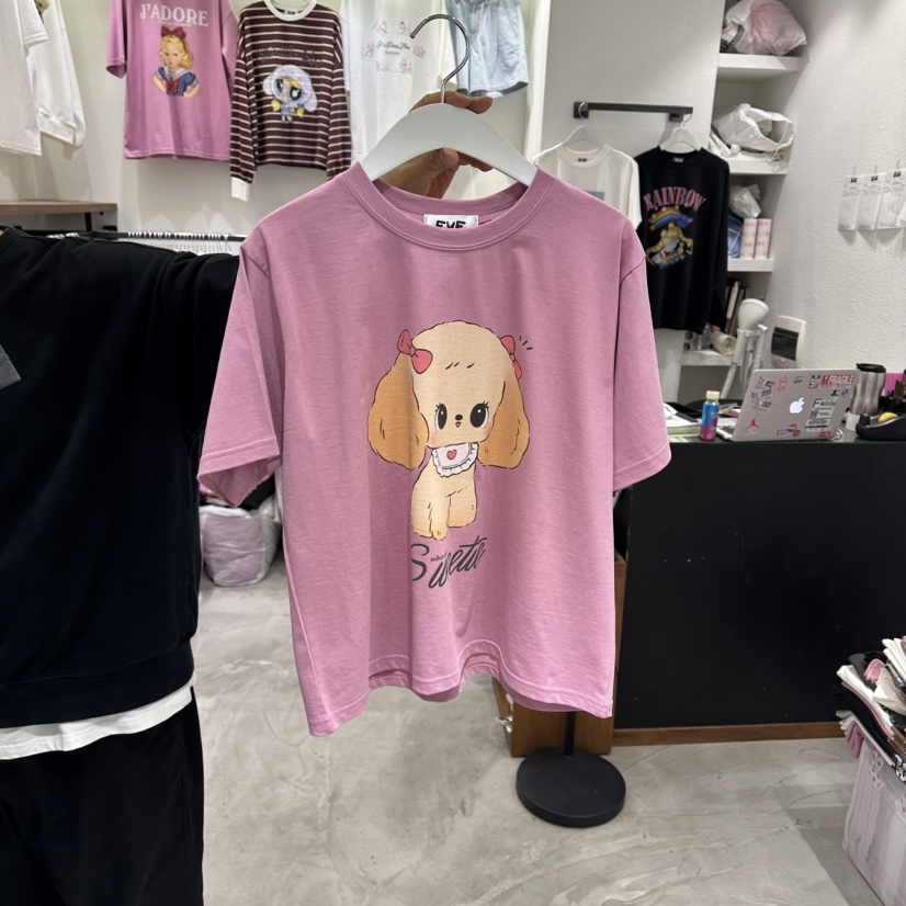 EVE東大門代購女裝新品真品時尚休閑26春夏T恤可愛的狗狗EVET恤圖色3