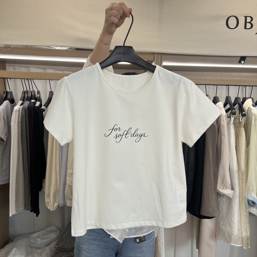 OBJET/LOVEUSU韓國直郵女士新品推薦熱賣職業休閑人氣T恤OBJET/LOVEUSUT恤圖色1