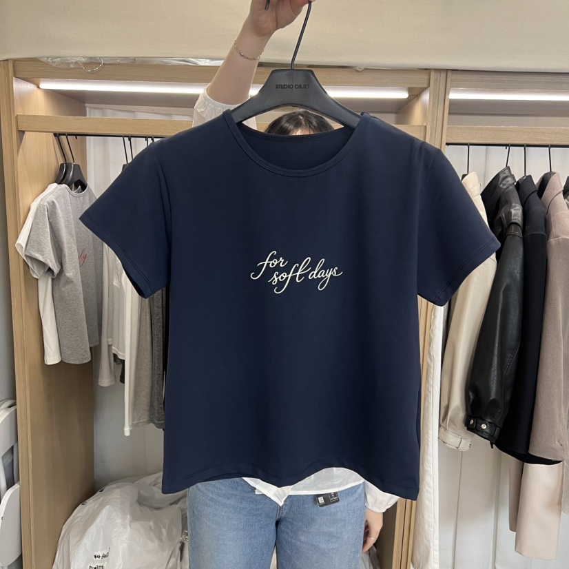 OBJET/LOVEUSU韓國直郵女士新品推薦熱賣職業休閑人氣T恤OBJET/LOVEUSUT恤圖色3