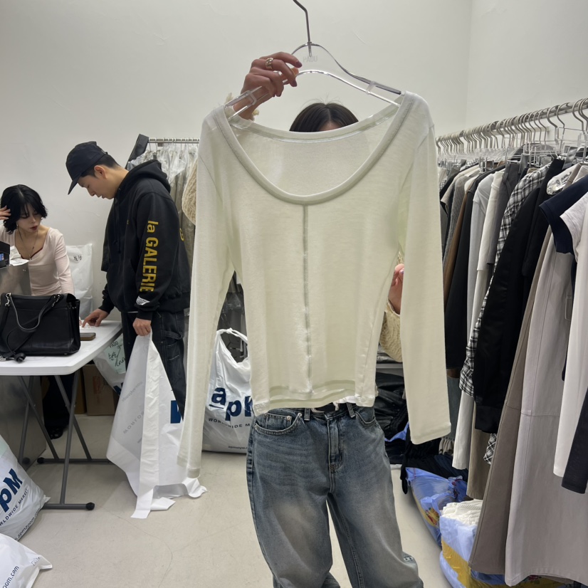 PADO東大門直郵女裝新款時尚26春夏推薦人氣長袖T恤透視圓領PADO長袖T恤圖色2