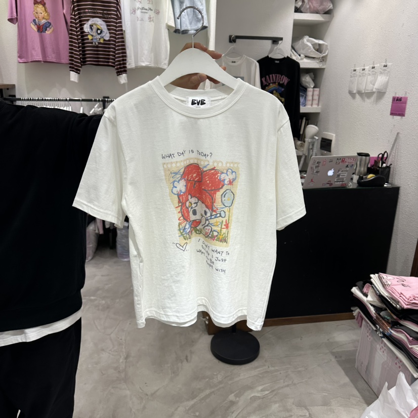 EVE韓國代購女士新款26春夏真品時尚休閑推薦人氣職業T恤EVET恤圖色1