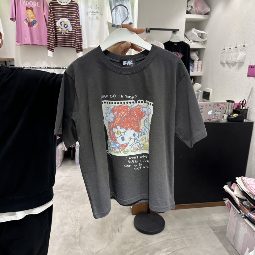 EVE韓國代購女士新款26春夏真品時尚休閑推薦人氣職業T恤EVET恤圖色3