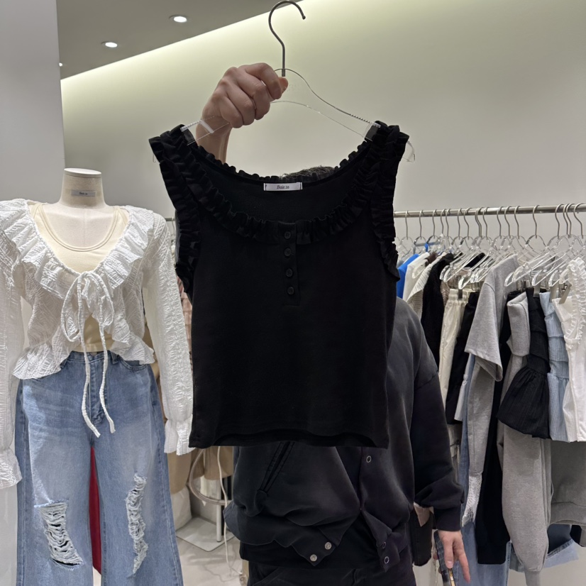 BAIE.38韓國直郵女裝新款推薦26春夏吊帶背心荷葉邊紐扣BAIE.38吊帶/背心圖色3