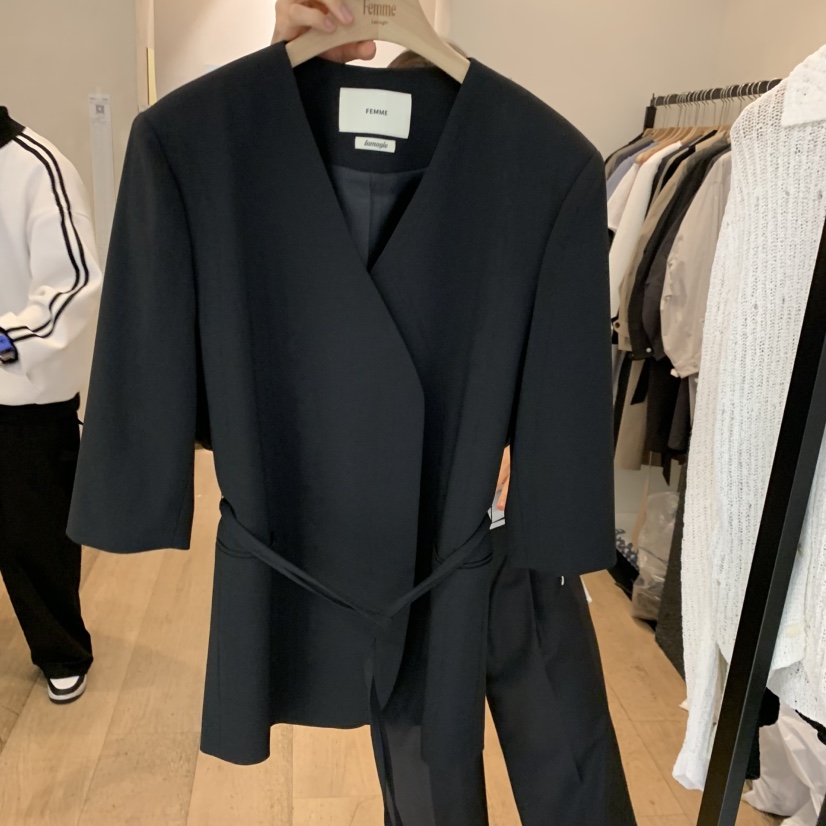 LA MAGIE FEMME東大門代購女士新款熱賣時尚夾克含腰帶Lamagie Femme夾克圖色3