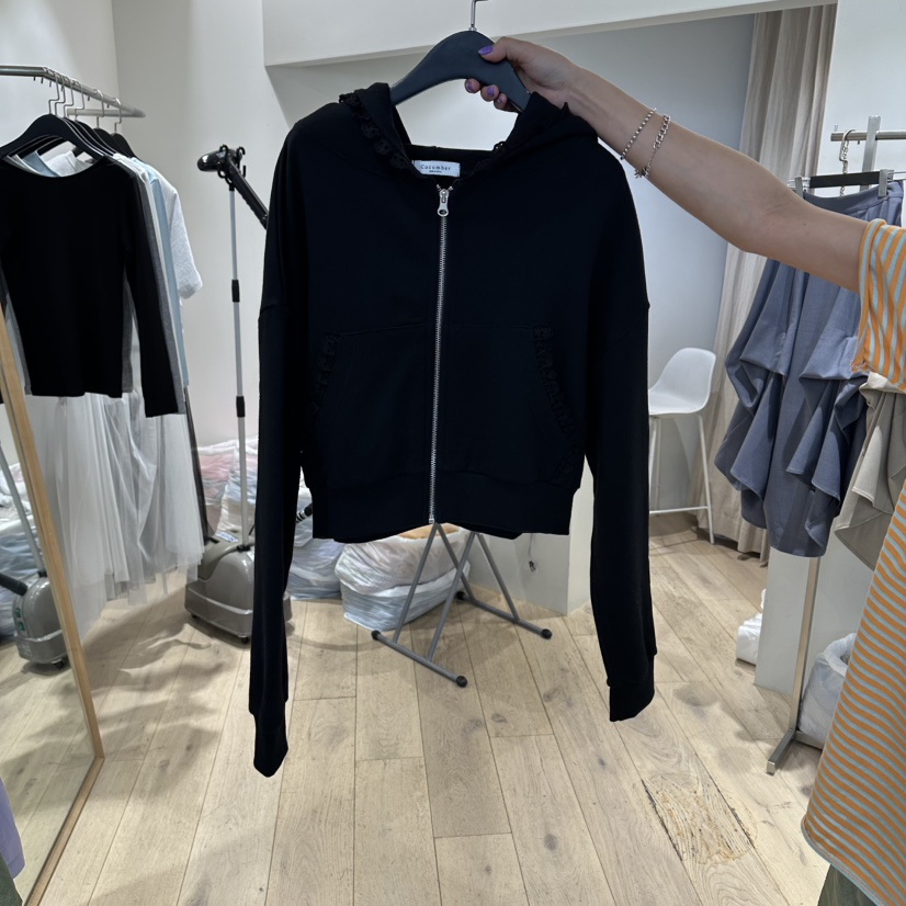 CUCUMBER東大門直郵女裝新款26春夏熱賣夾克連帽拉鏈衫蕾絲CUCUMBER夾克圖色2