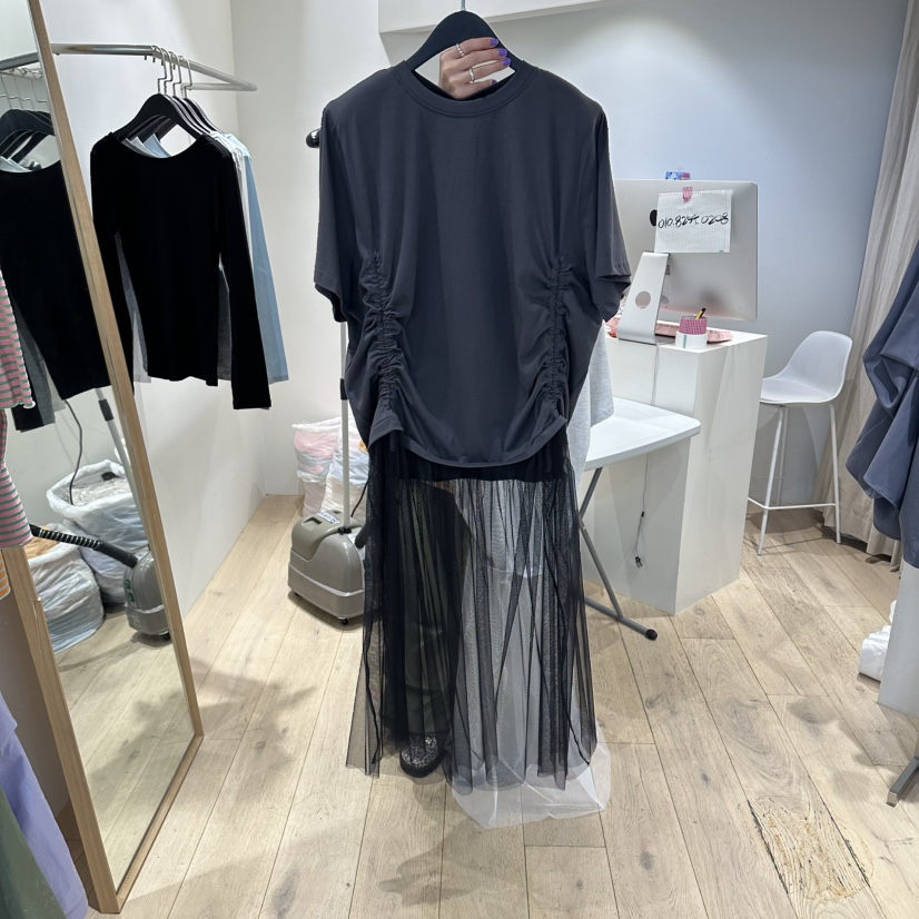 CUCUMBER東大門直郵女士新款真品推薦人氣連衣裙披肩褶皺CUCUMBER連衣裙圖色2