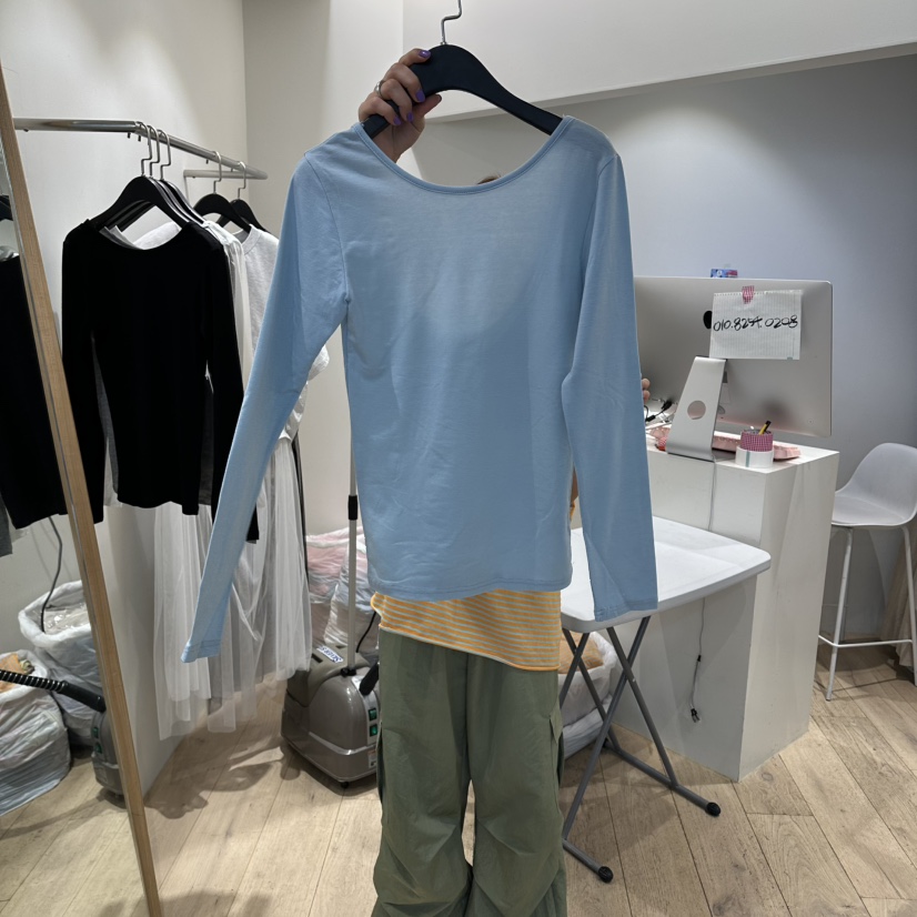 CUCUMBER東大門代購女士新款職業休閑真品時尚推薦長袖T恤CUCUMBER長袖T恤圖色2