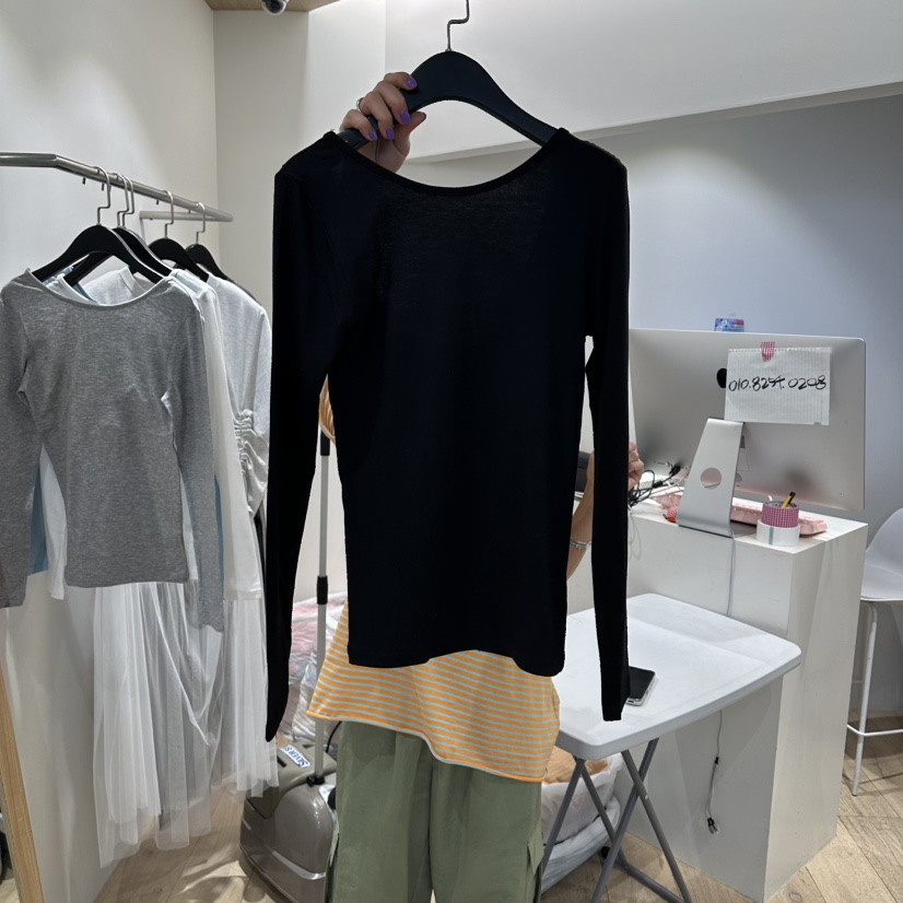 CUCUMBER東大門代購女士新款職業休閑真品時尚推薦長袖T恤CUCUMBER長袖T恤圖色4