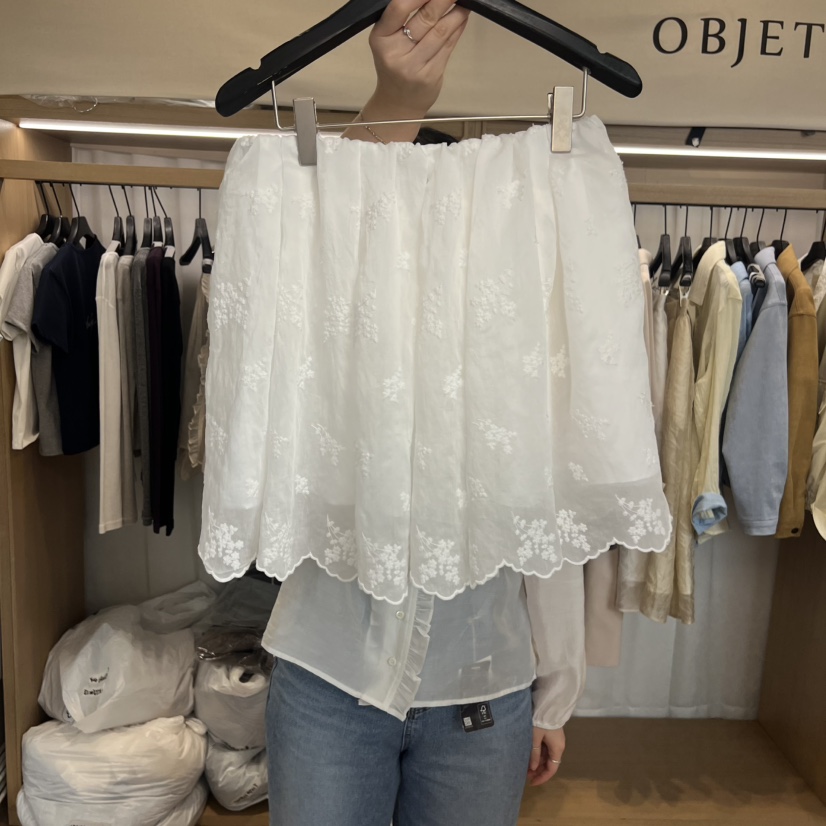 OBJET/LOVEUSU韓國代購女裝新款熱賣推薦26春夏短裙蕾絲OBJET/LOVEUSU短裙